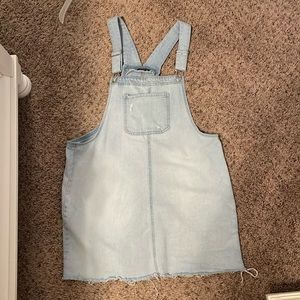 Light wash denim overall skirt